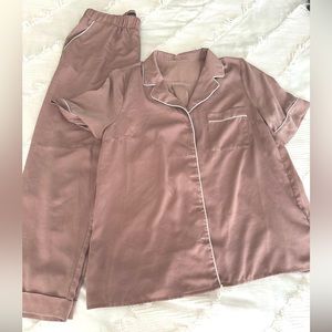 Mauve pajama button down shirt, matching pants available